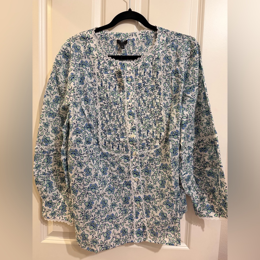 Talbots 2X plus petite button floral cotton blouse. NWT, cottagecore